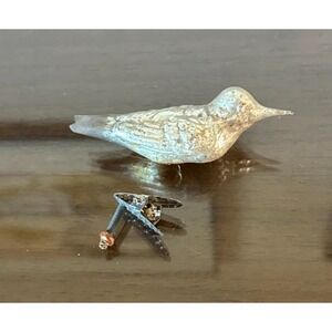 Vtg Antique Mercury Glass Clip On Bird Silver White Christmas Ornament Read